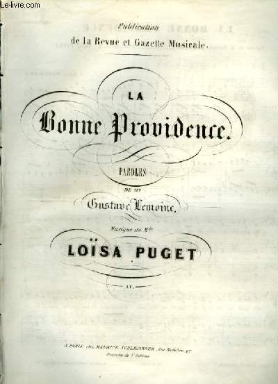 LA BONNE PROVIDENCE - POUR PIANO ET CHANT AVEC PAROLES.