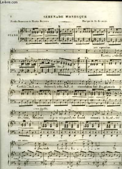 SERENADE MORESQUE - POUR PIANO ET CHANT AVEC PAROLES.