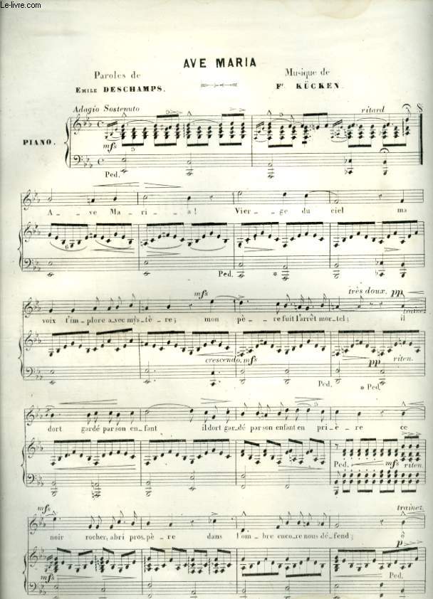 AVE MARIA - POUR PIANO ET CHANT AVEC PAROLES.