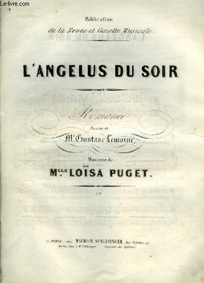 L'ANGELUS DU SOIR - ROMANCE POUR PIANO ET CHANT AVEC PAROLES.