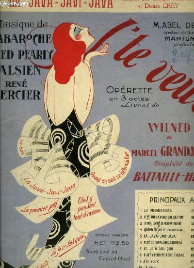 LA JAVA JAVI JAVA - POUR PIANO ET CHANT AVEC PAROLES.