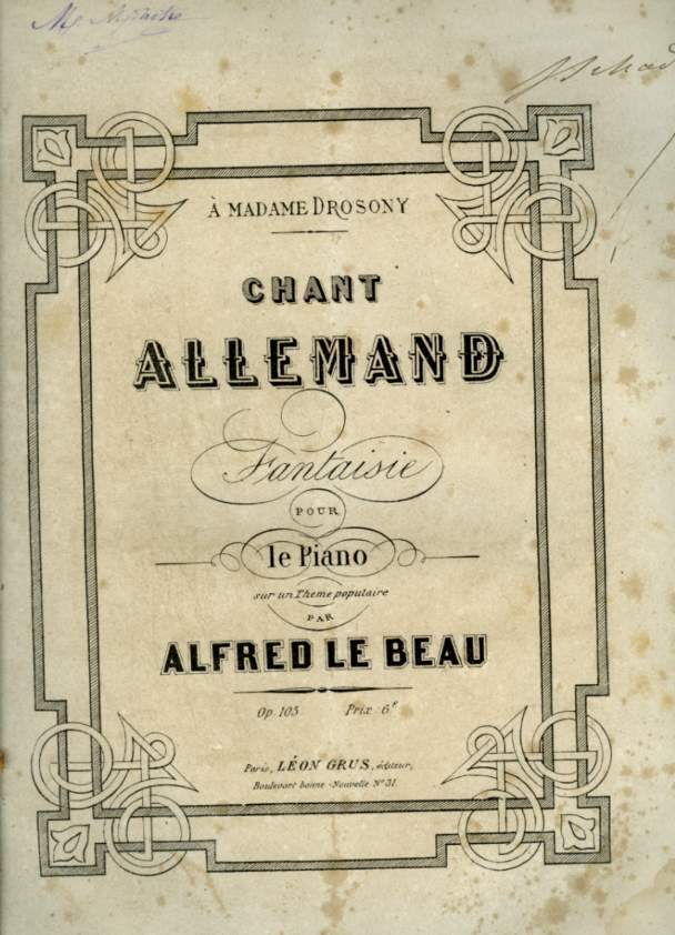 CHANT ALLEMAND - FANTAISIE POUR LE PIANO - OP.105.