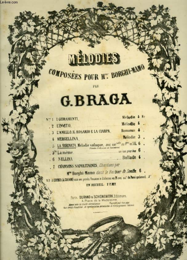 LA SERENATA - N5 LEGENDE VALAQUE POUR PIANO + CHANT + VIOLONCELLE OU VIOLON - AVEC PAROLES.