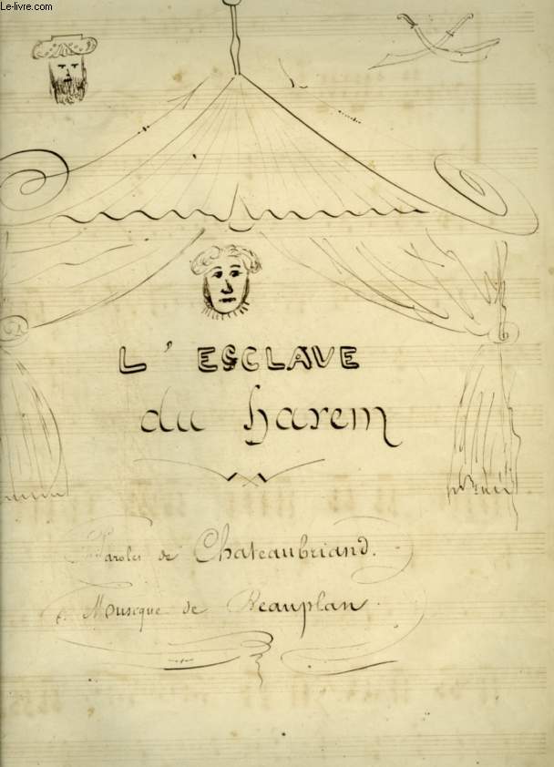 PARTITION MANUSCRITE - L'ESCLAVE DU HAREM - POUR PIANO ET CHANT AVEC PAROLES.