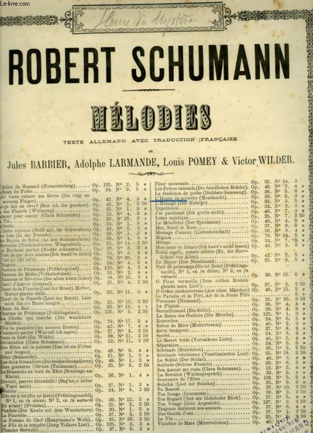 L'HEURE DU MYSTERE - POUR PIANO ET CHANT AVEC PAROLES - OP.39 N5.