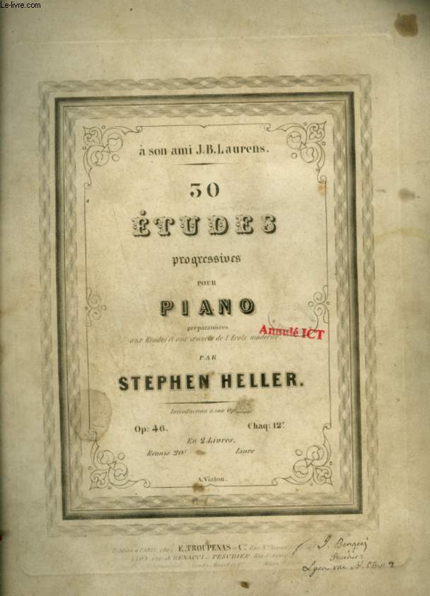 30 ETUDES PROGRESSIVES POUR PIANO - OP.46.