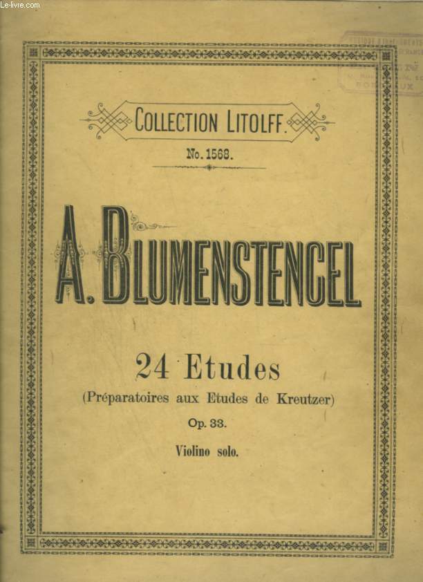 24 ETUDES (PREPARATOIRES AUX ETUDES DE KREUTZER) - OP.33 - VIOLON SOLO.