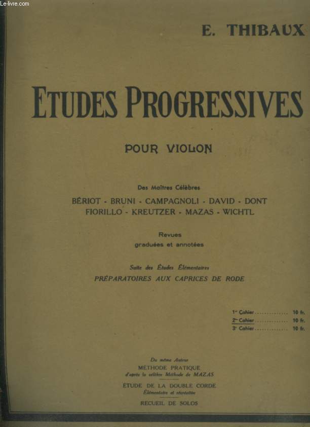 ETUDES PROGRESSIVES POUR VIOLON - CAHIER 2.