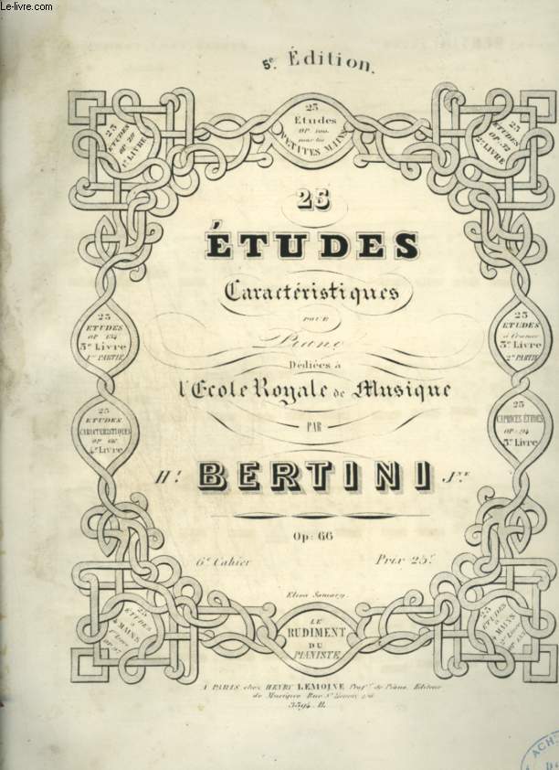 25 ETUDES CARACTERISTIQUES POUR PIANO - OP.66 - 6 CAHIER.