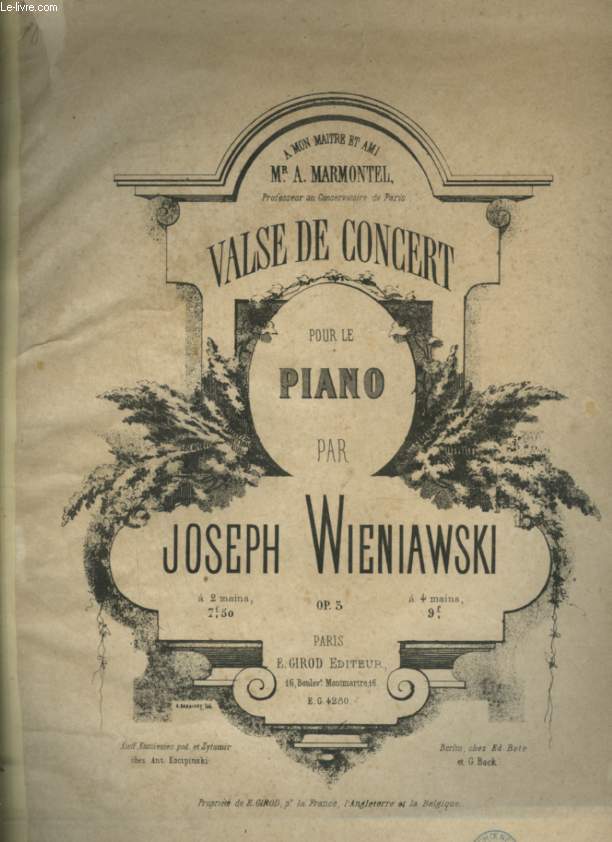 VALSE DE CONCERT - POUR LE PIANO - OP.3.