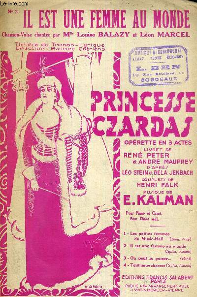 IL EST UNE FEMME AU MONDE - PRINCESSE CZARDAS N2