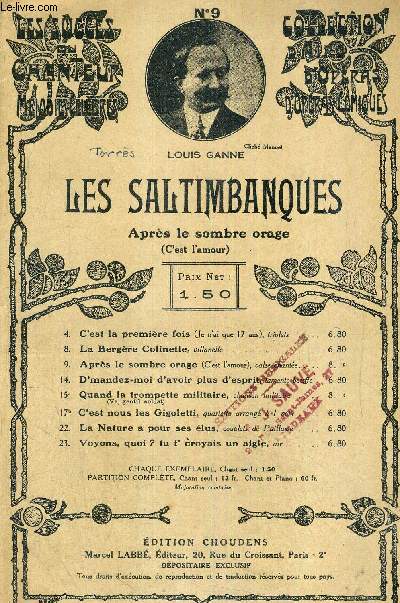 LES SALTIMBANQUES - OPERA COMIQUE EN 3 ACTES ET 4 TABLEAUX N9