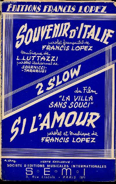 SOUVENIR D'ITALIE / VIOLON ACCORDEON FLUTE, 1ER SAXO ALTO MI, 1ER ET 2E TROMPETES SI, PIANO CONDUCTEUR