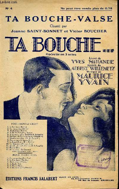 TA BOUCHE - VALSE - DE L'OPERETTE 