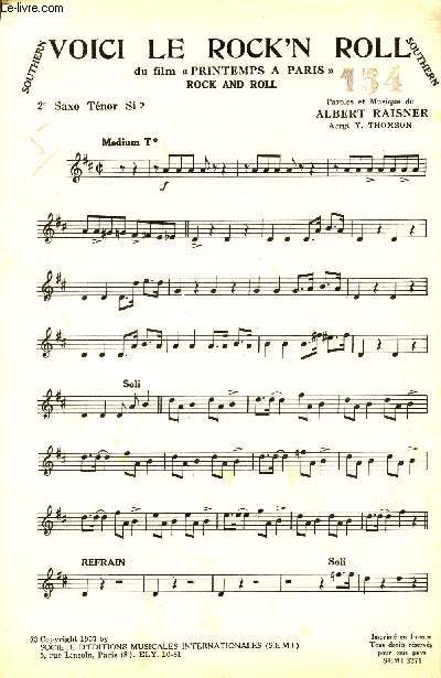VOICI LE ROCK'N ROLL - TAP...TAP... - 2E SAXO TENOR SI