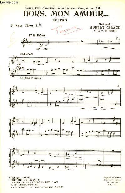 LOVE ME FOREVER - DORS, MON AMOUR... - 2E SAXO TENOR SI