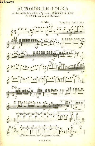 AUTOMOBILE-POLKA - PIMPANTE / FLUTE, HAUTBOIS, 1E CLARINETTE EN SI ET EN DO, 2E CLARINETTE EN DO ET EN SI, BASSON, 1E TROMPETTE EN SI, 1ER CORNET A PISTONS, 2E TROMPETTES EN SI, CORS EN FA, 2E CORNET A PISTONS, 1E ET 2E TROMBONES, 3E TROMBONE