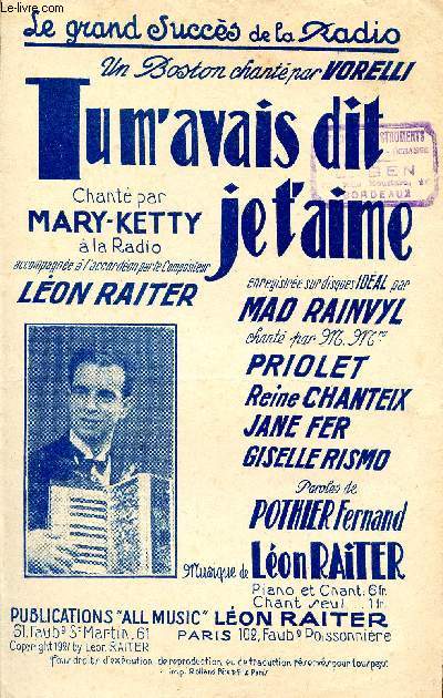 TU M'AVAIS DIT : JE T'AIME - BOSTON