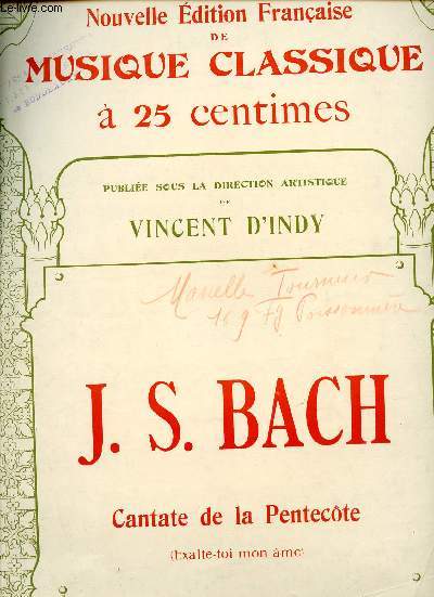 J.S.BACH - N91 NOUVELLE EDITION FRANCAISE DE MUSIQUE CLASSIQUE - AIR DE LA PENTECOTE POUR SOPRANO
