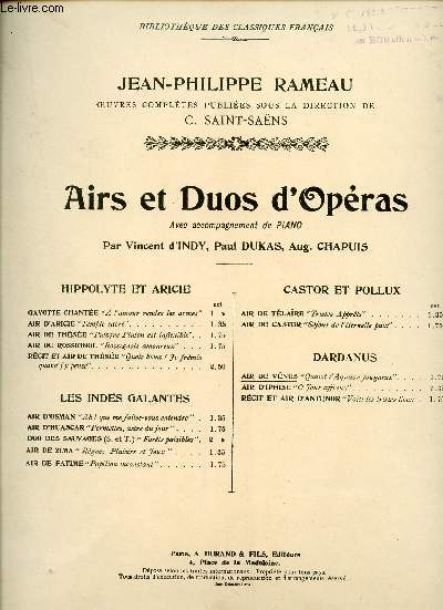 DARDANUS - AIR DE VENUS - AIRS ET DUOS D'OPERAS