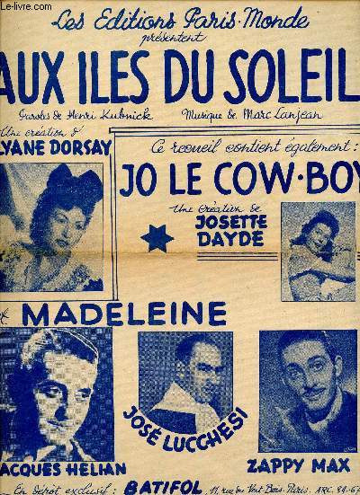 AUX ILES DU SOLEIL - JO LE COW-BOY - MADELEINE