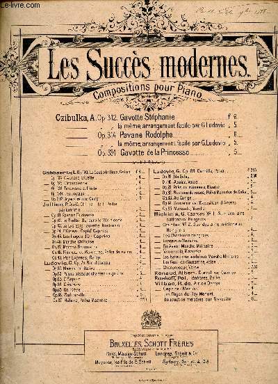 GAVOTTE STEPHANIE OP312 - LES SUCCES MODERNES - COMPOSITIONS POUR PIANO