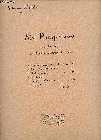 SIX PARAPHRASES POUR PIANO SEUL SUR DES CHANSONS ENFANTINES DE FRANCE - II : LA BERGERE ET SON CHATON