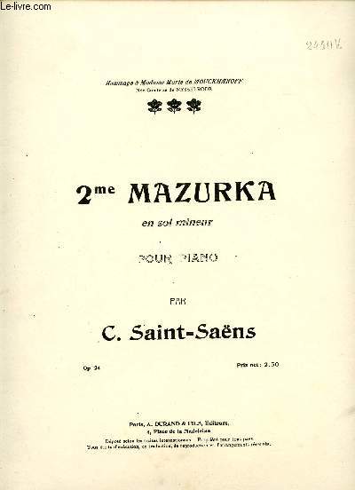 2eme MAZURKA - EN SOL MINEUR - POUR PIANO - OP24
