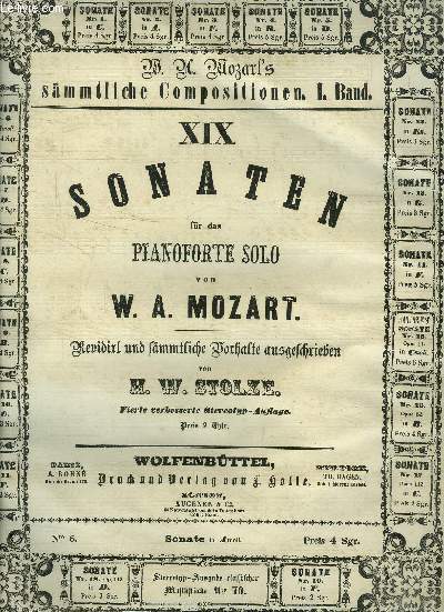 Sonate pour piano solo- Sonaten fur das pianoforte solo N°6 sonate en A moll