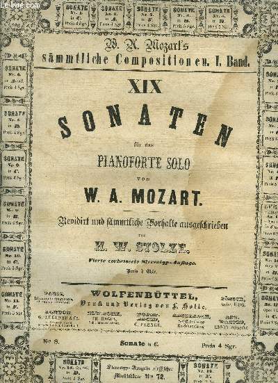 Sonate pour piano solo- Sonaten fur das pianoforte solo N°8 sonate en C