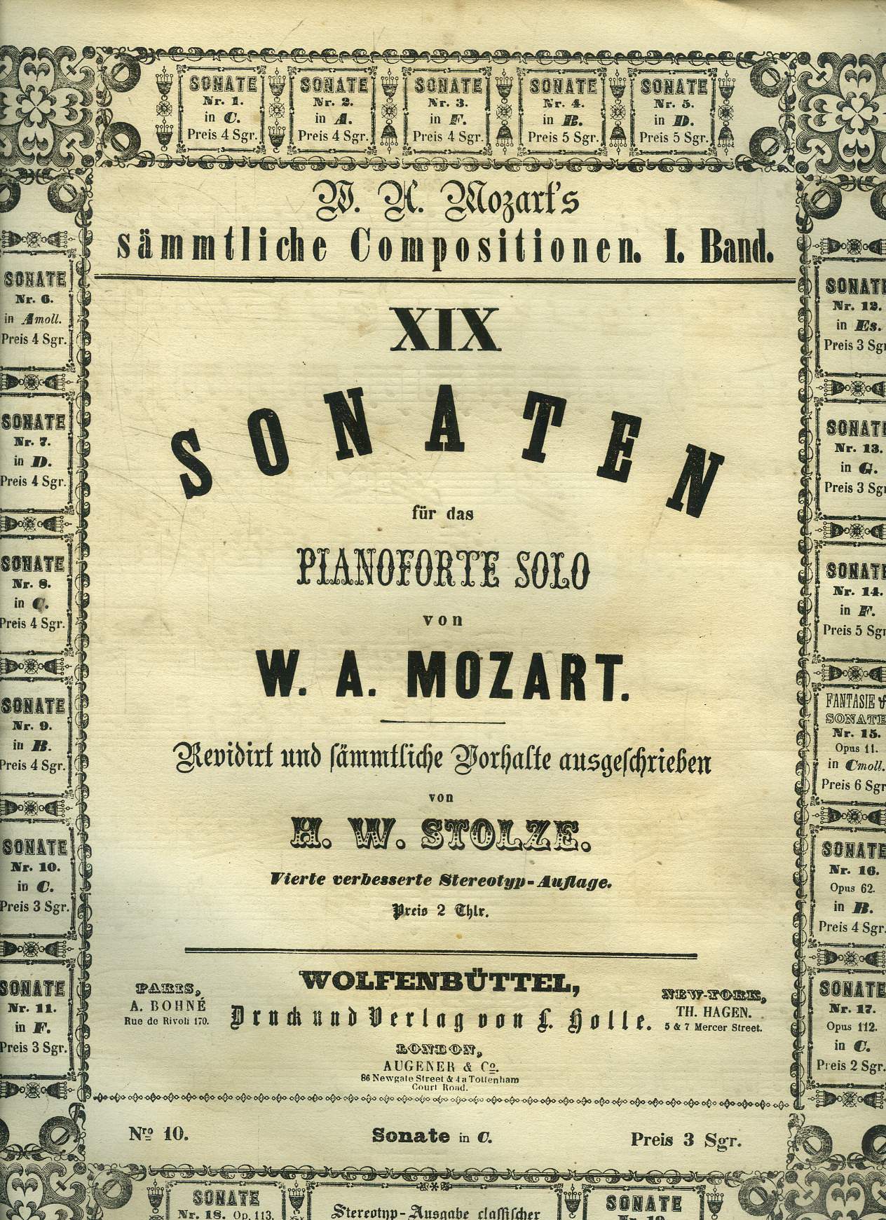 Sonate pour piano solo- Sonaten fur das pianoforte solo N10 sonate en C