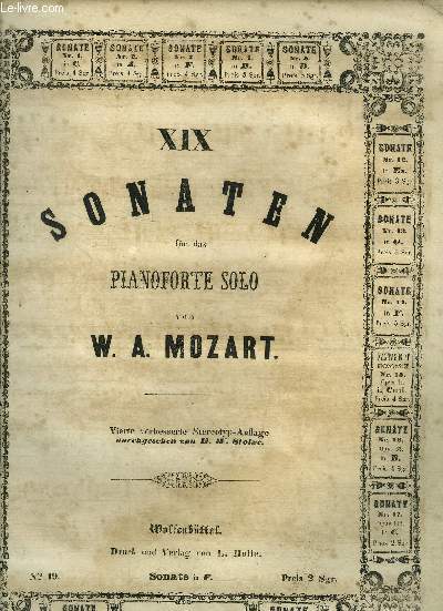 Sonate pour piano solo- Sonaten fur das pianoforte solo N°19 sonate en F