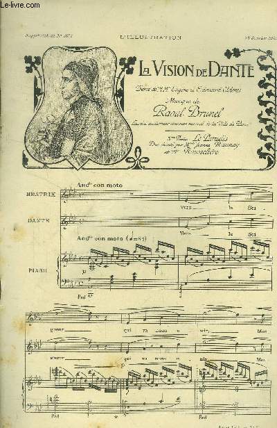 L'illustration , supplment au N 3073, 18 janvier 1902 : La vision de Dante pour piano et chant