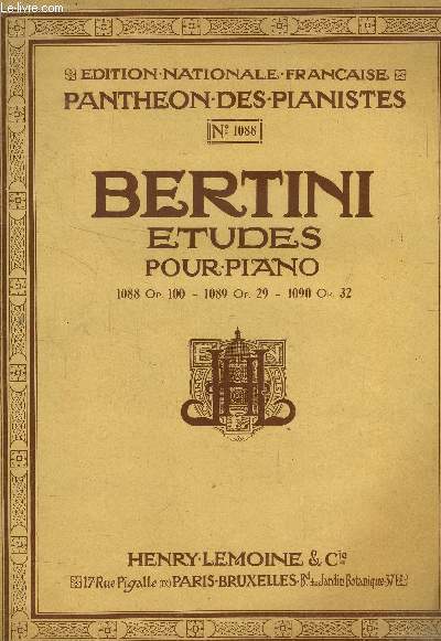 Etudes pour piano N 1088, Op 100-