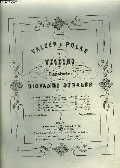 Valzer e polke per violino e pianoforte, pour violon et piano