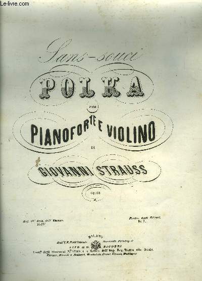 Sans souci polka pour violon et piano, op.178