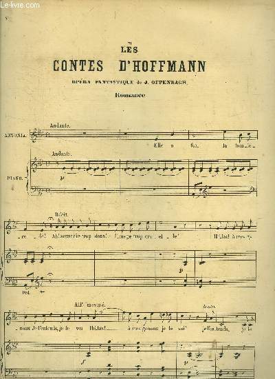 Les contes d'Hoffmann, opra fantastique pour piano et chant