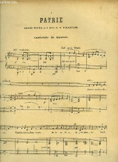 Patrie pour piano et chant /Le vallon, pour piano et chant/ Carmen