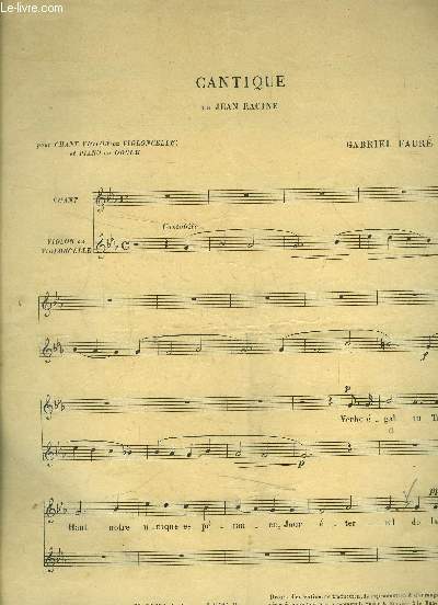 Cantique de Jean Racine pour chant, violon ou violoncelle ou orgue