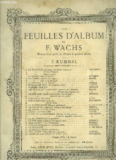 Les feuilles d'album de F.Wachs, transcrites pour le piano  quatre mains