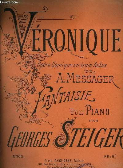 Vronique , opra comique en trois actes- Fantaisie pour piano