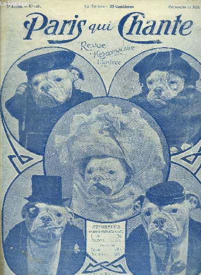 Paris qui chante , revue hebdomandaire illustre 3me anne N 125- Dimanche 11 juin 1905 : Le chien caricaturiste de l'olympia
