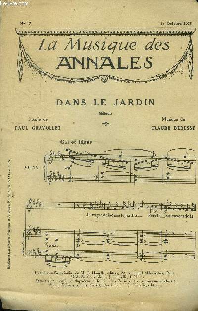 La musique des annales (supplment aux annales politiques et littraires) N 47 : 18 octobre 1925