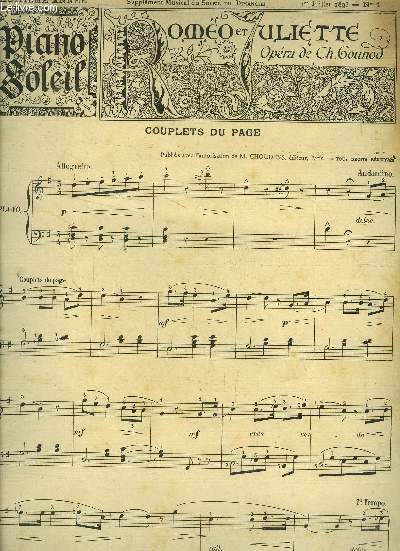 Piano soleil, huitime anne- Supplment musical du soleil du dimanche , 1er juillet 1893 N 1 : Romo et Juliette, pour piano