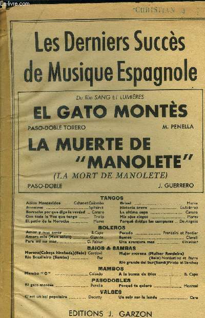 El gato Monts pour violons / La muerte de Manolete, pour violons