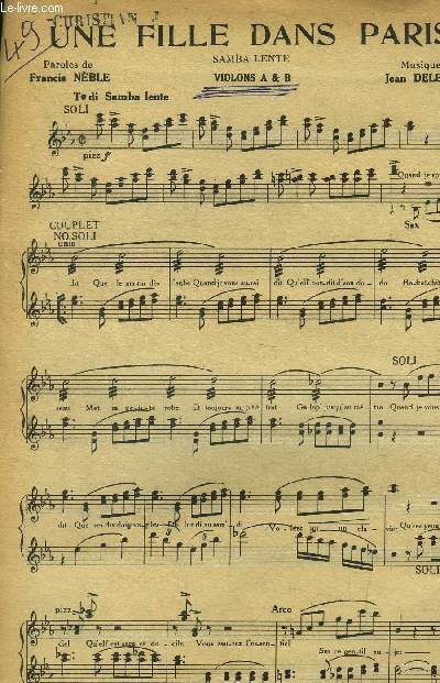 Une fille dans Paris pour violons A & B / Chaque matin !pour violons A & B