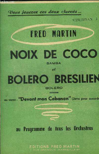 Noix de coco / Boléro Brésilien pour accordéon - Martin Fred - 0 - Afbeelding 1 van 1