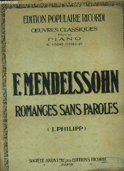 Romance sans paroles, pour piano