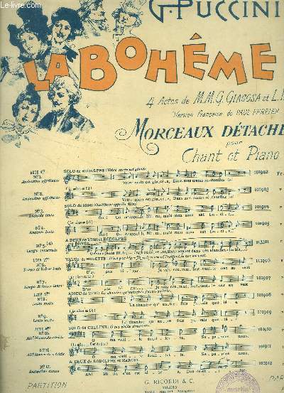 La bohme, acte 1er solo de mimi, pour piano et chant
