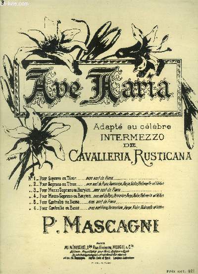 Ave Maria adapt du clbre intermezzo de Cavalleria rusticana